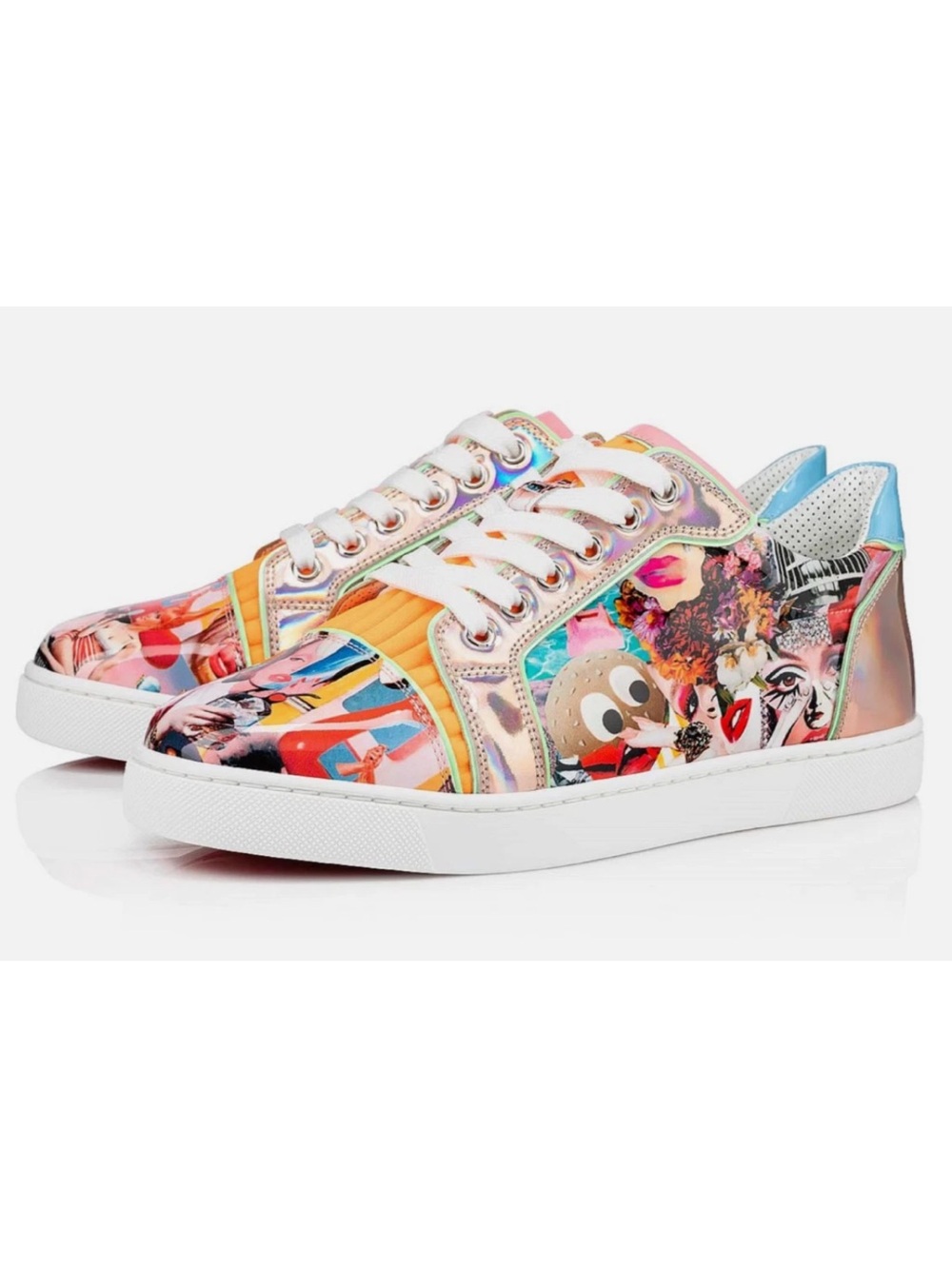 Christian Louboutin Vieira Flat Patent Oh Xtian Multicolor Low Top Sneaker 38.5